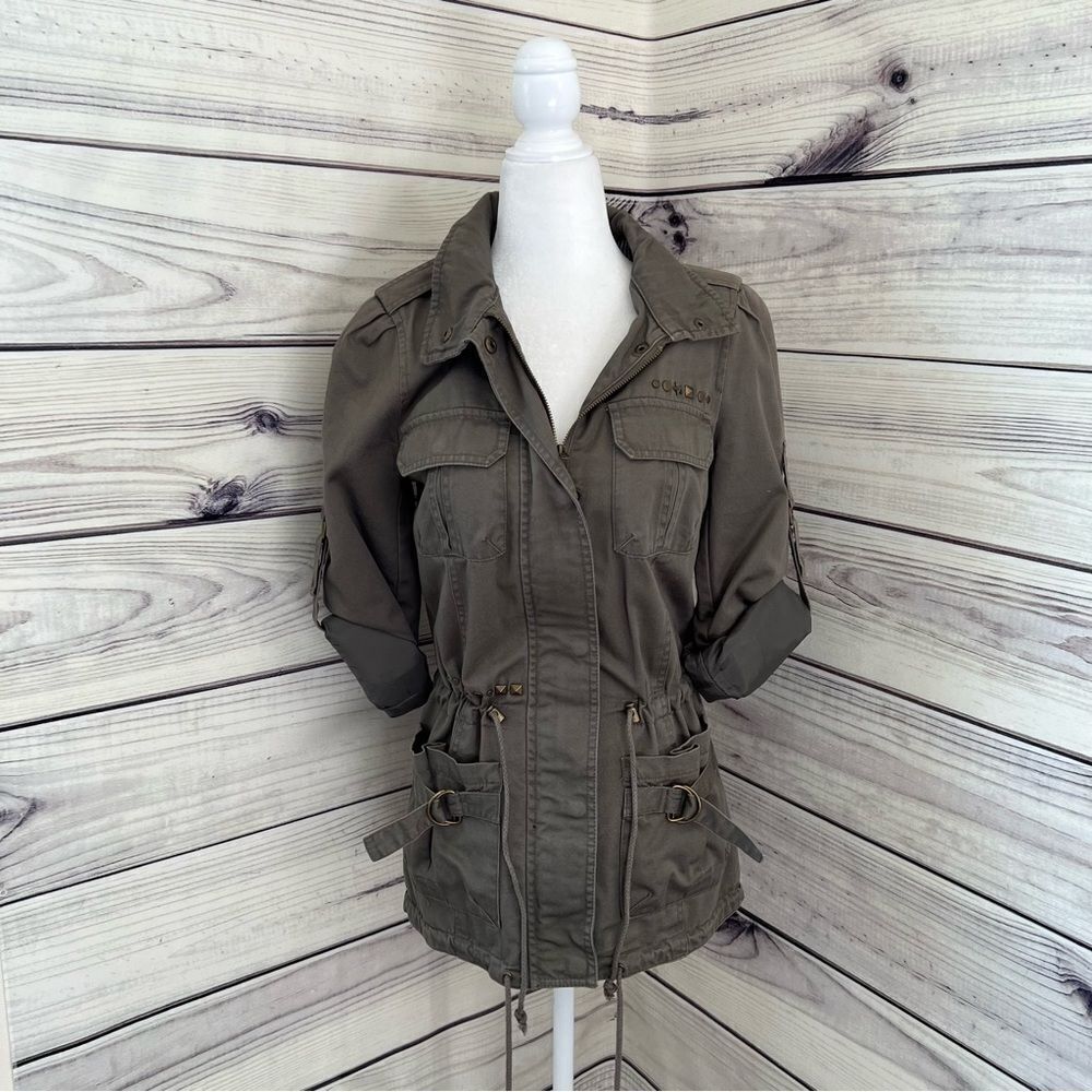 Black Rivet Green Military Utility Jacket Size XS